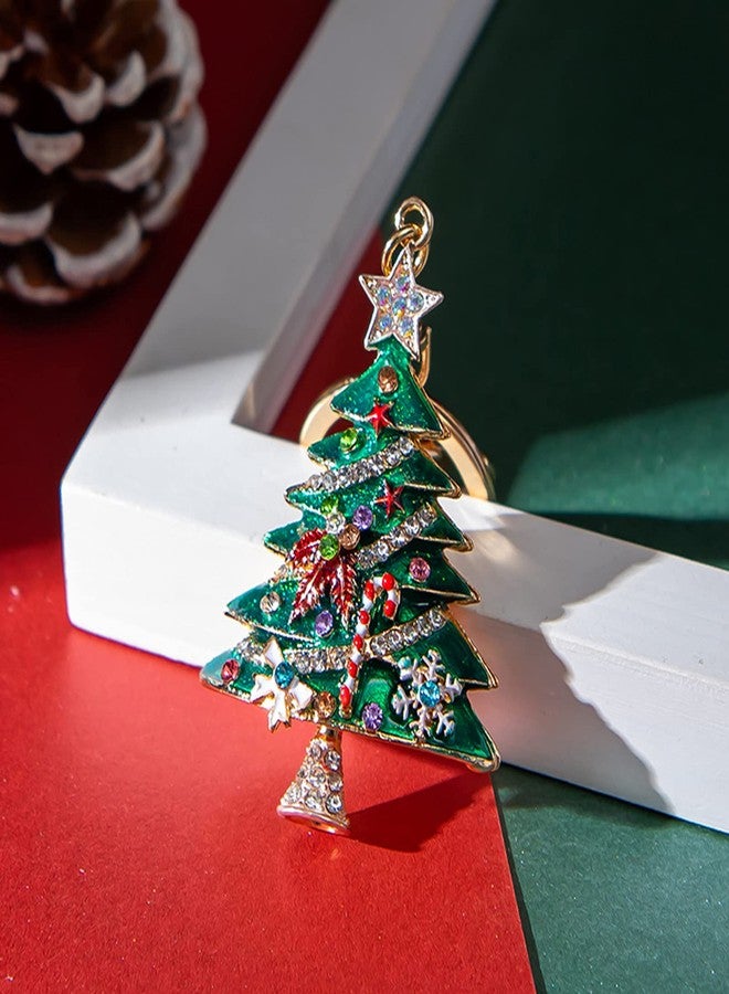 CXLL Rhinestone Keychain Christmas Tree Keychains Purse Bag Charm Pendant Keyring Christmas Gift for Girl Woman Lady (Christmas Tree-Green) - Image 5